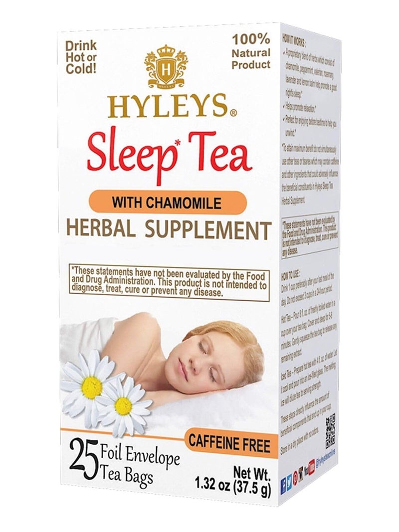 Hyleys Chamomile Tea - 25 Tea Bags (1 Pack) - Herbal, Caffeine-Free Sleepy Time Tea for Night and Bedtime Relaxation - Image 1
